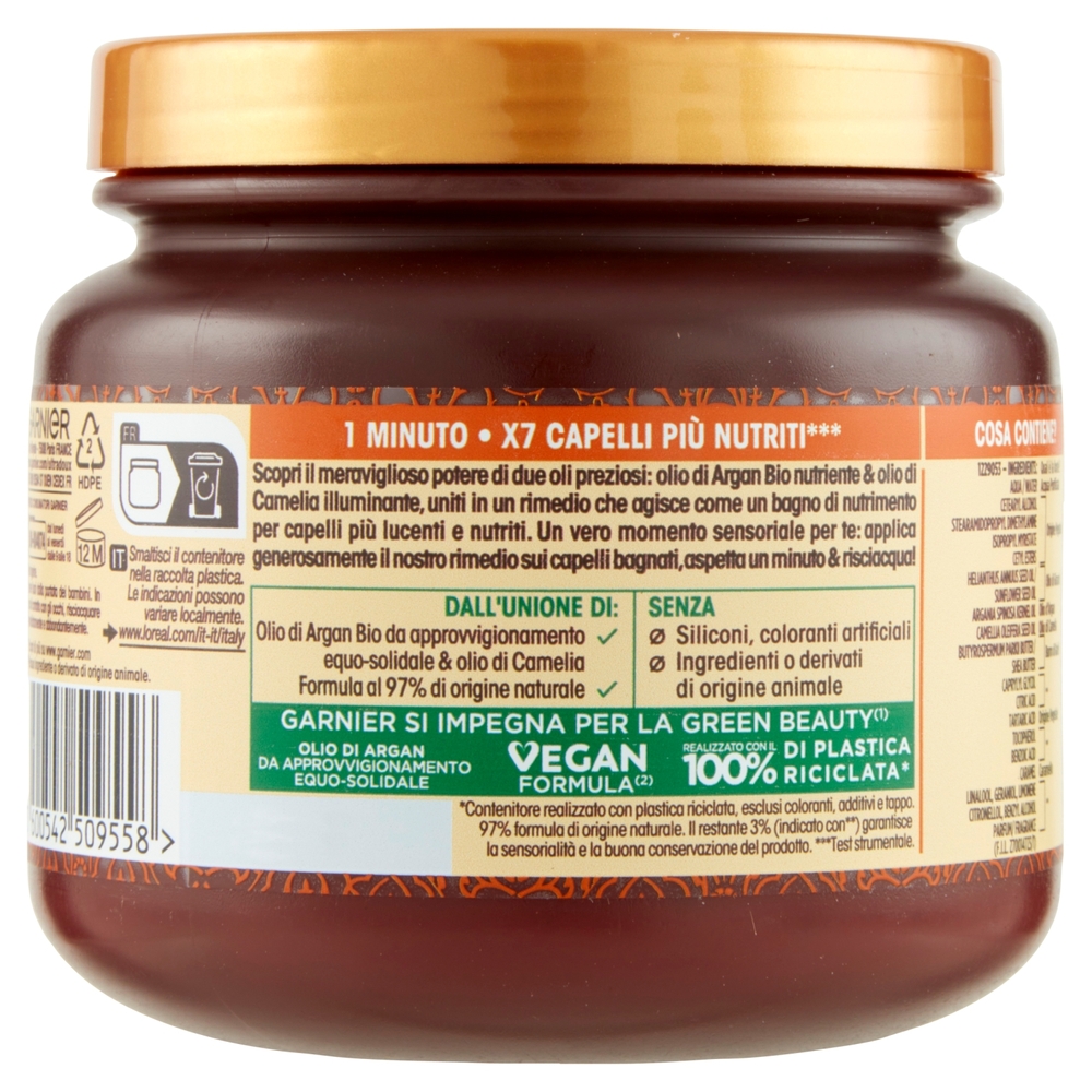 Garnier Ultra Dolce Hair Remedy Maschera per Capelli Nutriente Argan e Camelia, 340 ml